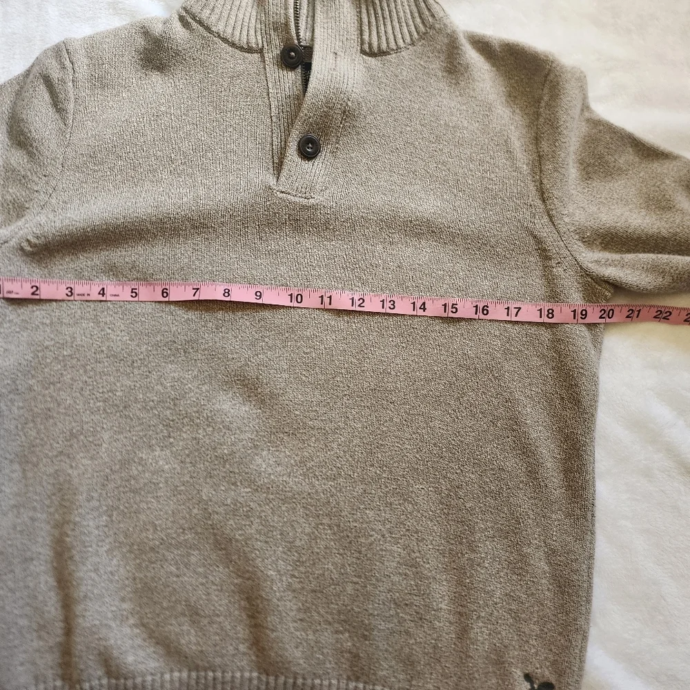 M AE  Men's Beige Sweater with Button/zip Collar